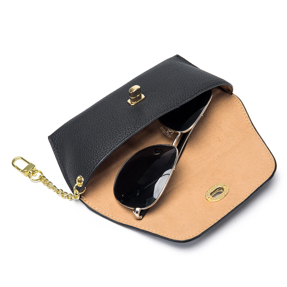 Genuine Leather Glasses Bag Sunglasses Storage Bag Small and Portable Glasses Case  Black Gray Green Yellow khaki