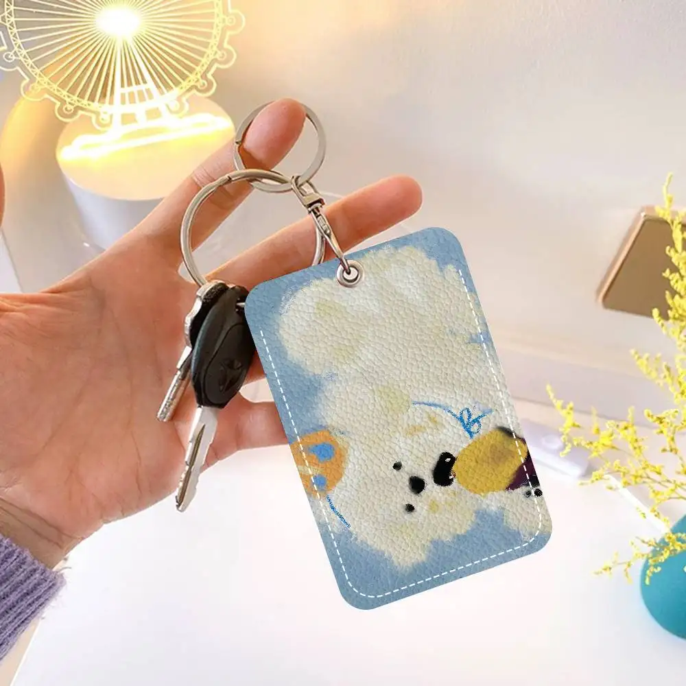 Cute Puppy Pizza Funny Vintage Cartoon 1pc INS Creative Cartoon Student Campus Card Holder For Meal Card, Bus Card, Work Card