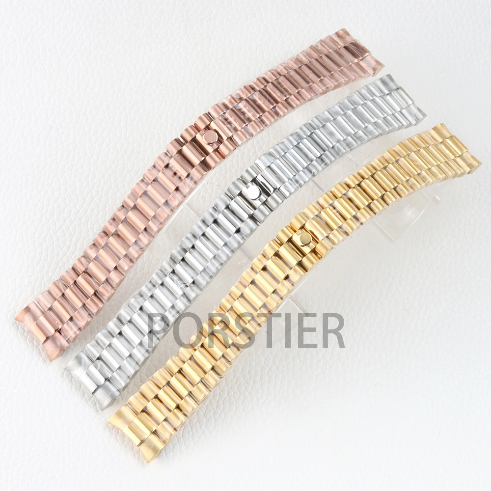 

20mm Presidential Watchband Solid 316L Stainless Steel Bracelet Rose Gold/Gold/Silver Strap for Sub Gmt Datejust Watch Case