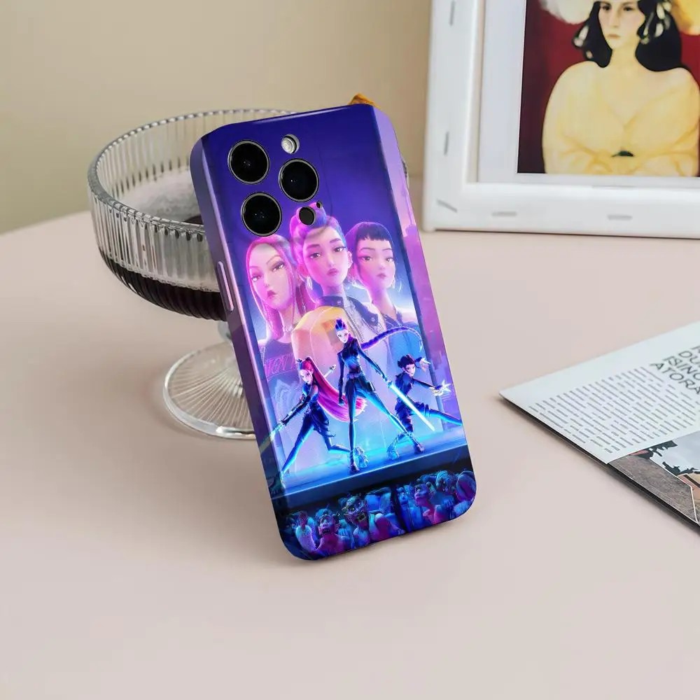 

KPOP Demons H-Hunters Phone Case For iPhone 17 16 15 14 13 12 Pro Max Plus Glossy HD Fine Hole Liquid Film Soft Shell