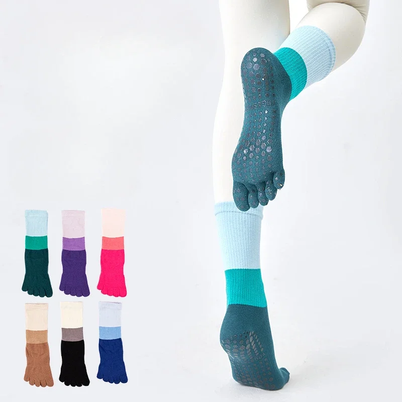 

New Five Toes Pilates Yoga Socks Women Indoor Gym Fitness Workout Dance Sports Socks Professional Anti-slip Floor Ballet Socks