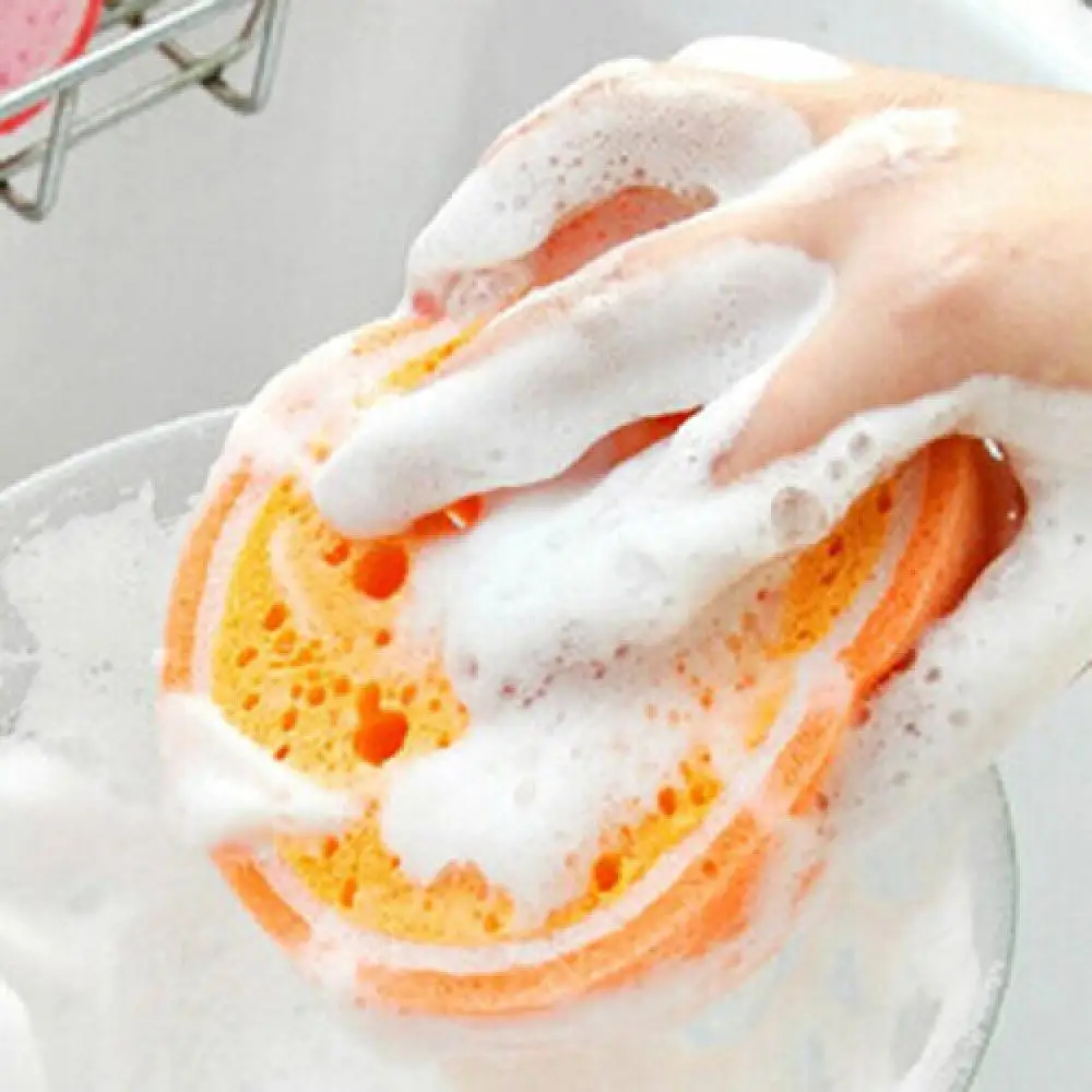 Cleaning Sponge Strawberry Orange Kitchen Tool Fruit Dish Washing Cleaning Cloth Gadget Sponge Scouring