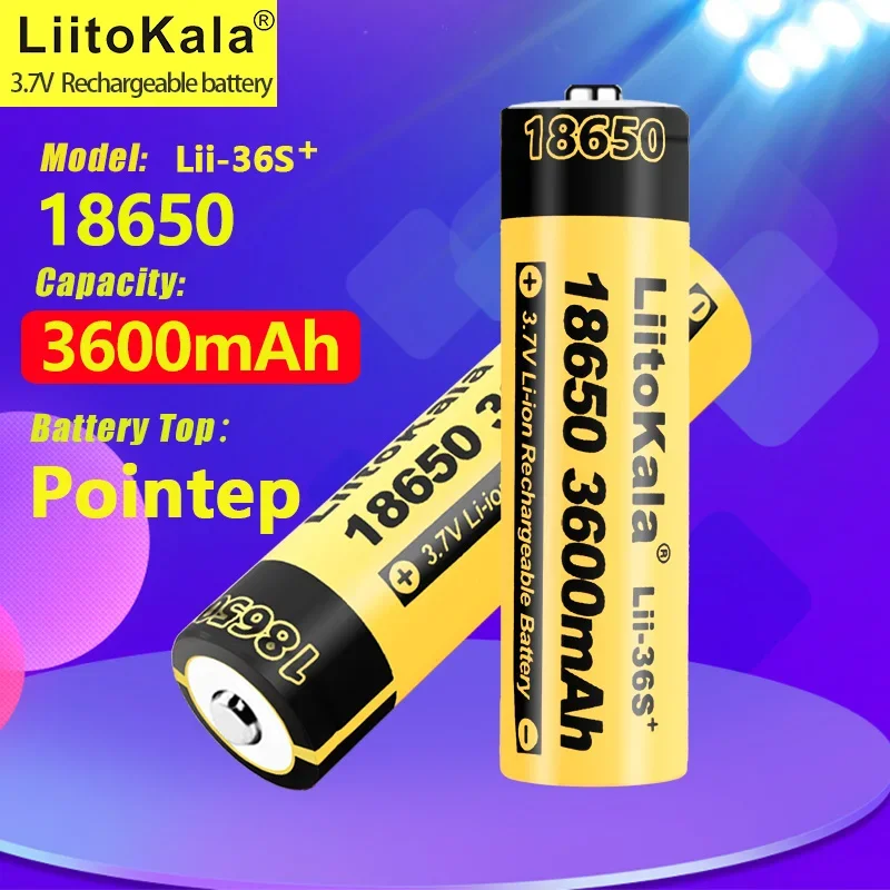 1-20PCS LiitoKala Lii-36S-JT 18650 3.7V 10A Li-ion 3600mAh Lithium Battery For High Drain Devices.For Flashlight