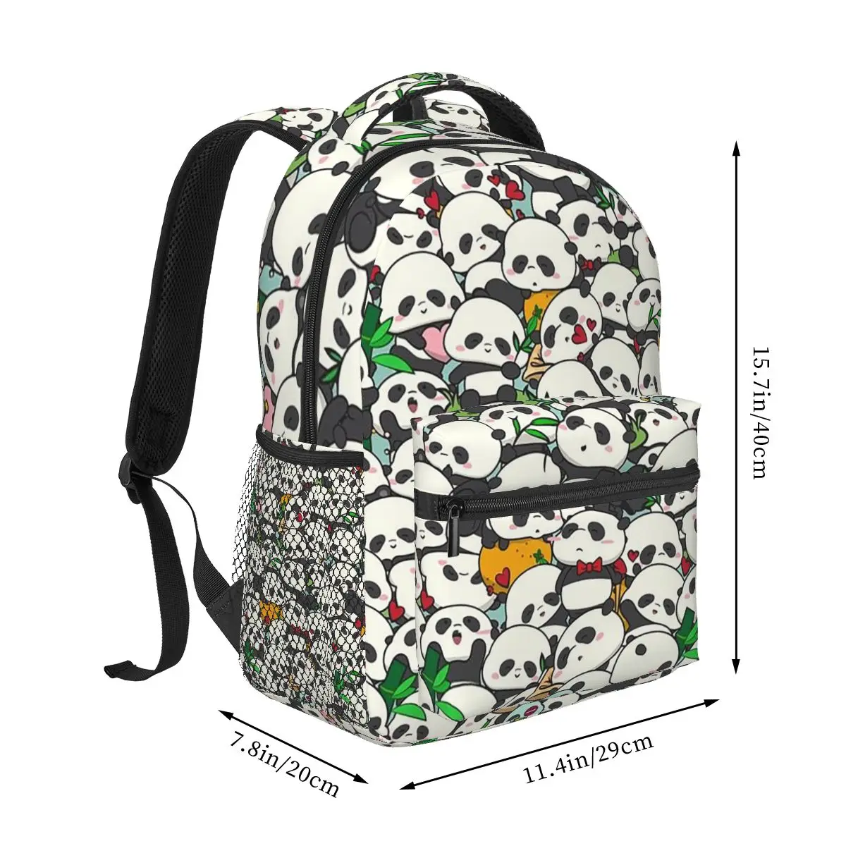 Black And White Panda Cartoon Student Backpack School Bag Hiking Travel Daypack for Boys Girls Fashion Bookbag Shoulder Bags