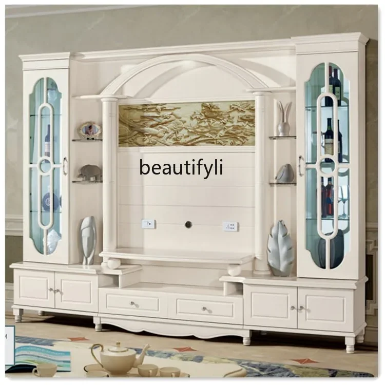 

A55 All solid wood sturdy board floor cabinet household economical living room TV cabinet