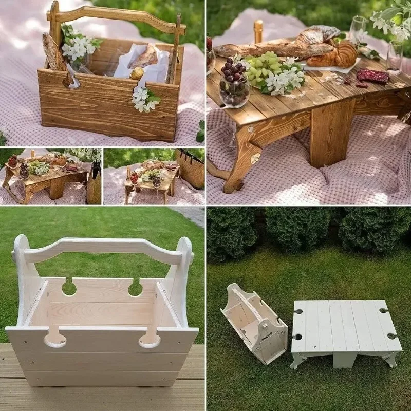 Foldable Picnic Basket Table Outdoor Furniture Camping Accessories  Folding Chair Portable Chairs Beach Chair Storage Box