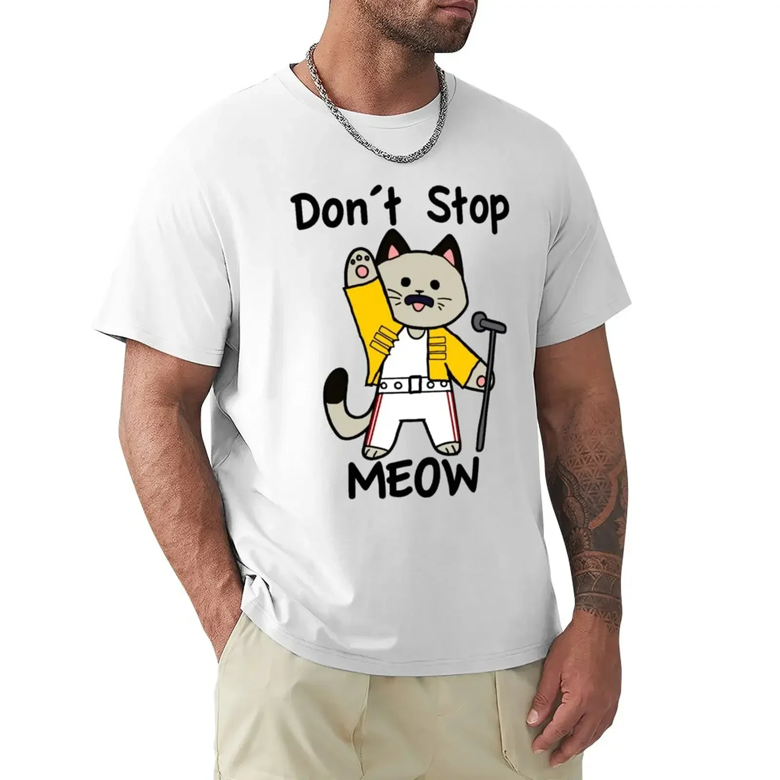 Don?t Stop Meow Fitted Scoop T-Shirt cute tops Short sleeve tee summer clothes mens graphic t-shirts hip hop