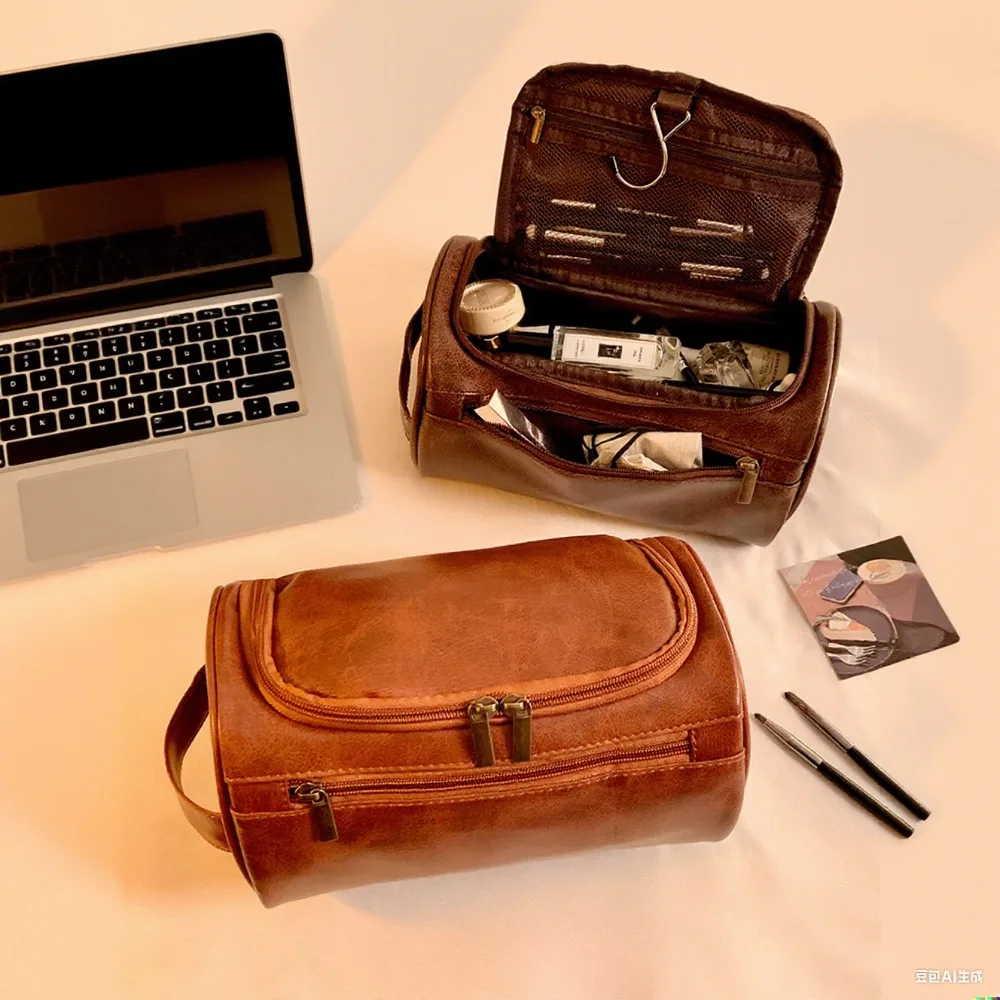 

Men Vintage Luxury Toiletry Bag Travel Necessary Business Cosmetic Makeup Cases Male Hanging Storage Organizer Wash Bags