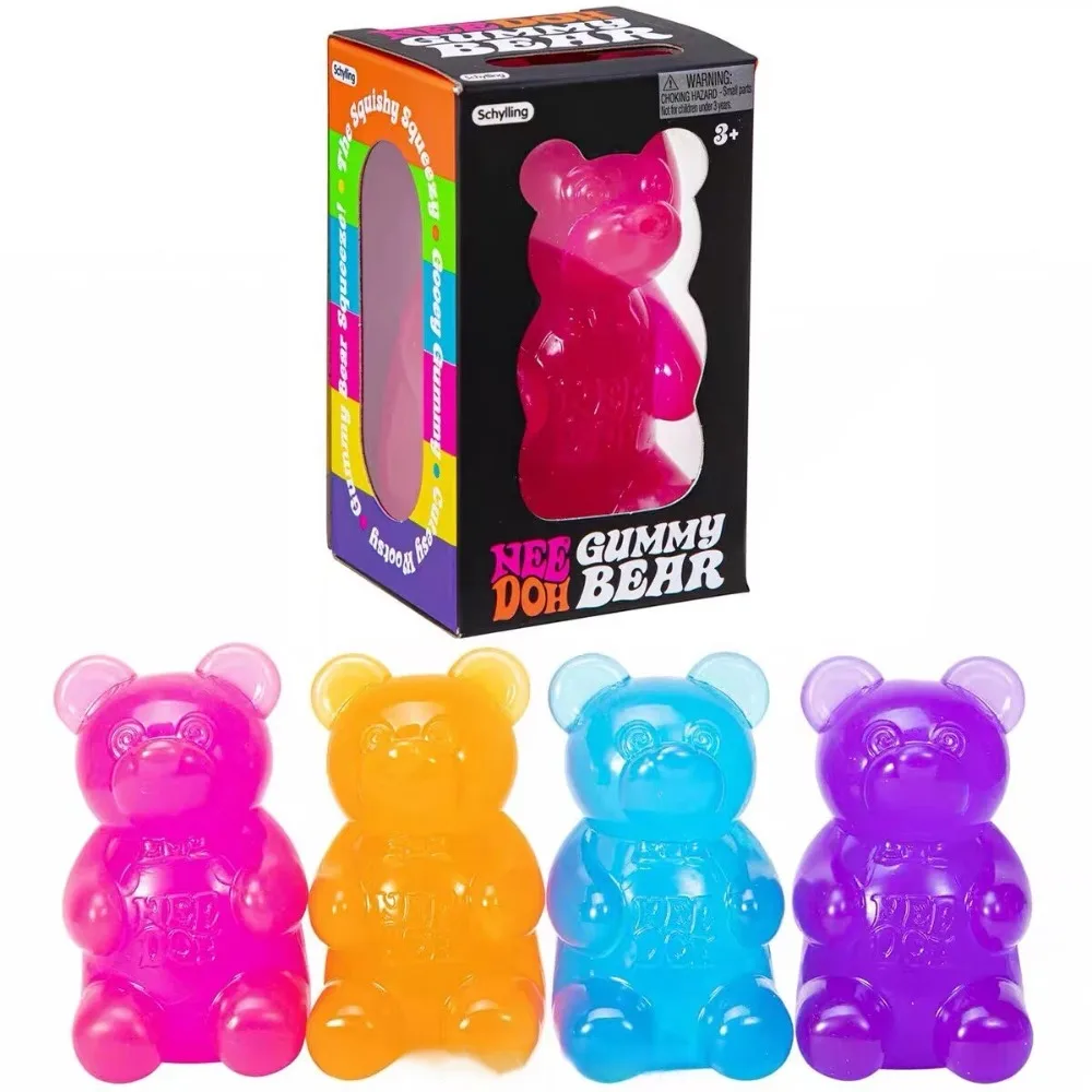Schylling Needoh Bear Squishy Fidget Toy Stress & Anxiety Relief Helps Improve Focus Perfect For Birthday Gifts & Desk Decor