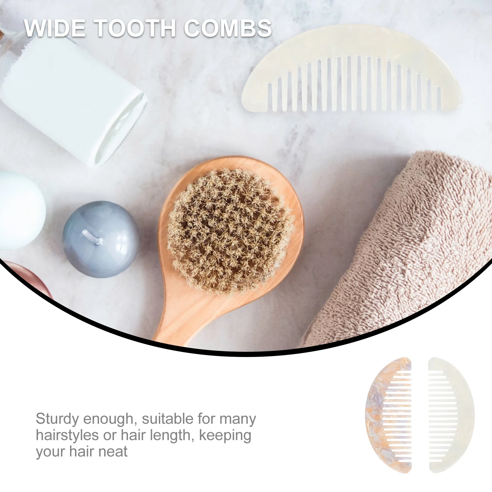 

2pcs Wide Tooth Hair Combs Mini Retro Smoothing Portable Plastic Combs For Women Home Hairdressing Styling Tools
