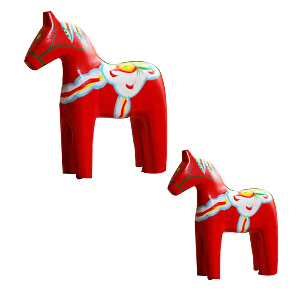 

Wooden Horse Hand Carved Red Small Size For Home Decor Vintage Table Decoration Modern Indoor Outdoor Coffee Dining