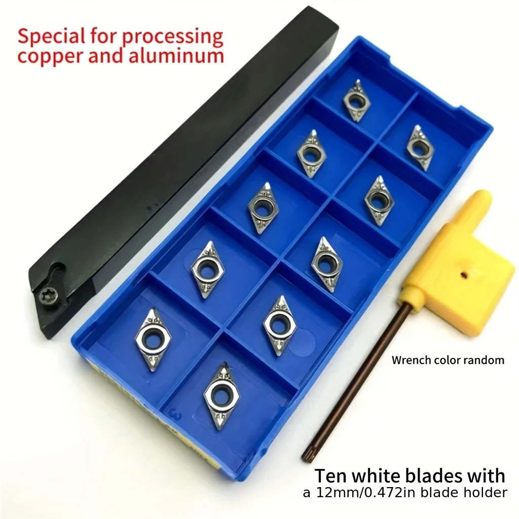 1/2 inch replaceable milling cutter turning tool holder SDJCR1212+10 pieces DCMT070204 hard alloy blade copper aluminum rotating