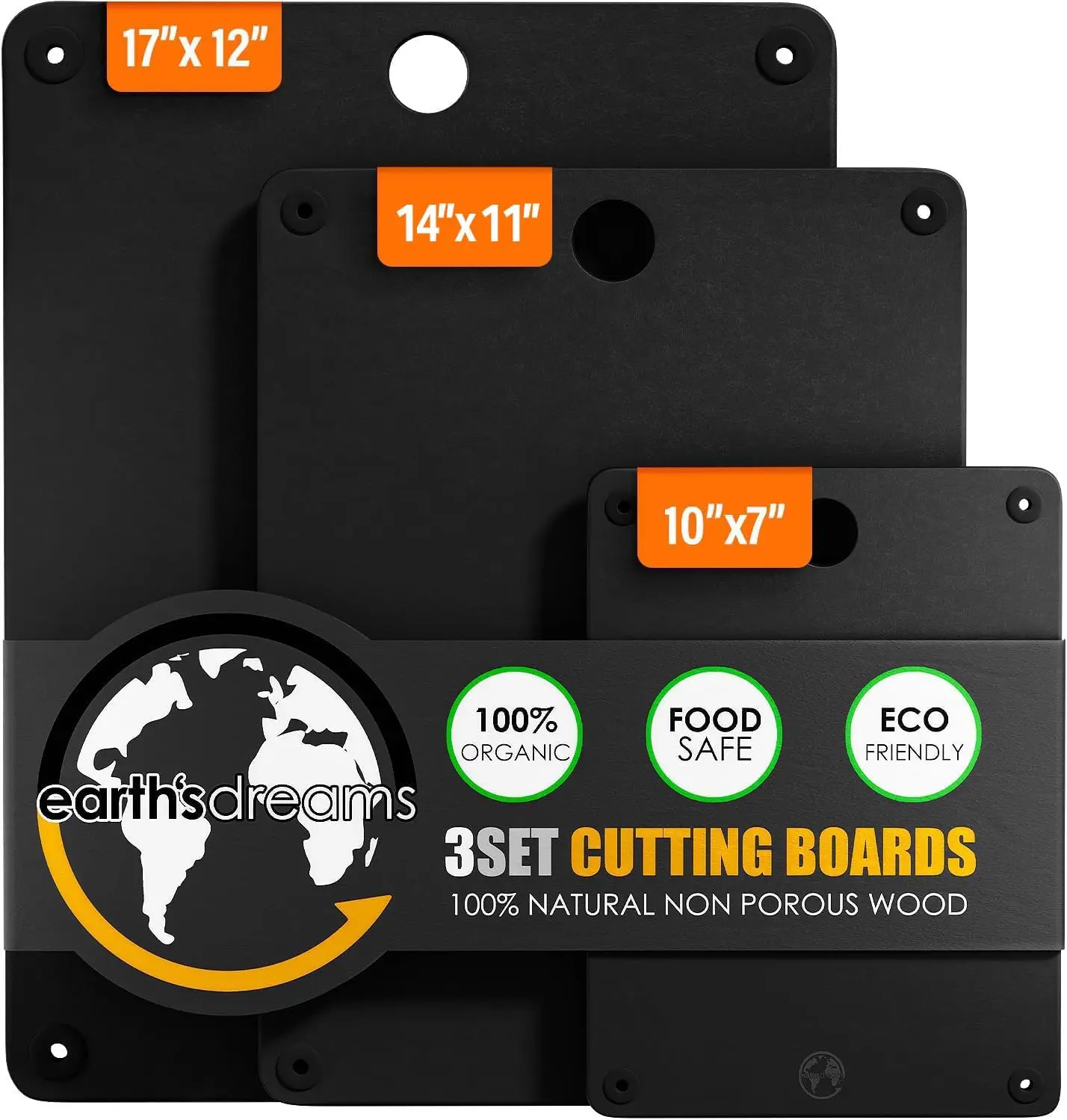 

3-Piece Wood Composite Cutting Board Set: Small, Large & Extra Large - Dishwasher Safe, Non-Toxic, Heavy-Duty for Kitchen Use