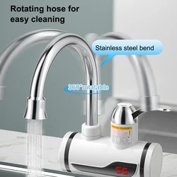 Electric Faucet LED Screen Tap 360 Degree Rotatable Hot Cold Mixer Water Heater 220V 110V Sprayer Side Inlet EU Plug