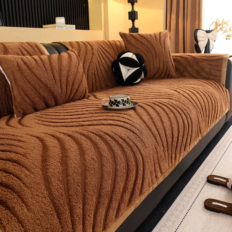 New Sofa Cover Cloth Thickened Warm Anti Slip Sofa Special One-piece Cushion Cover Soft and Comfortable for Autumn and Winter