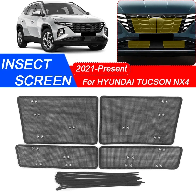 

4PCS For HYUNDAI TUCSON NX4 2021-2025 Car Insect-proof Air Inlet Protection Cover Insert Vent Racing Grill Filter Net Accessory