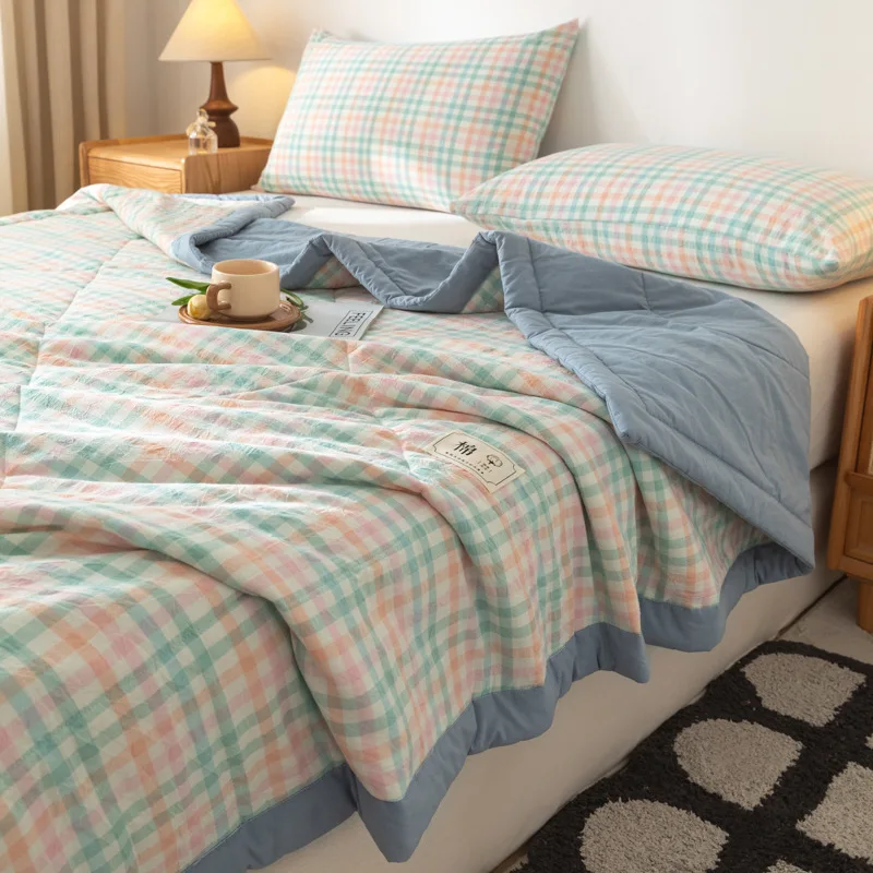 

Cotton Summer Thin Quilt Air-conditioning Four-season Quilt Duvet Blanket Soft Washable Breathable Bedcover No Pillow