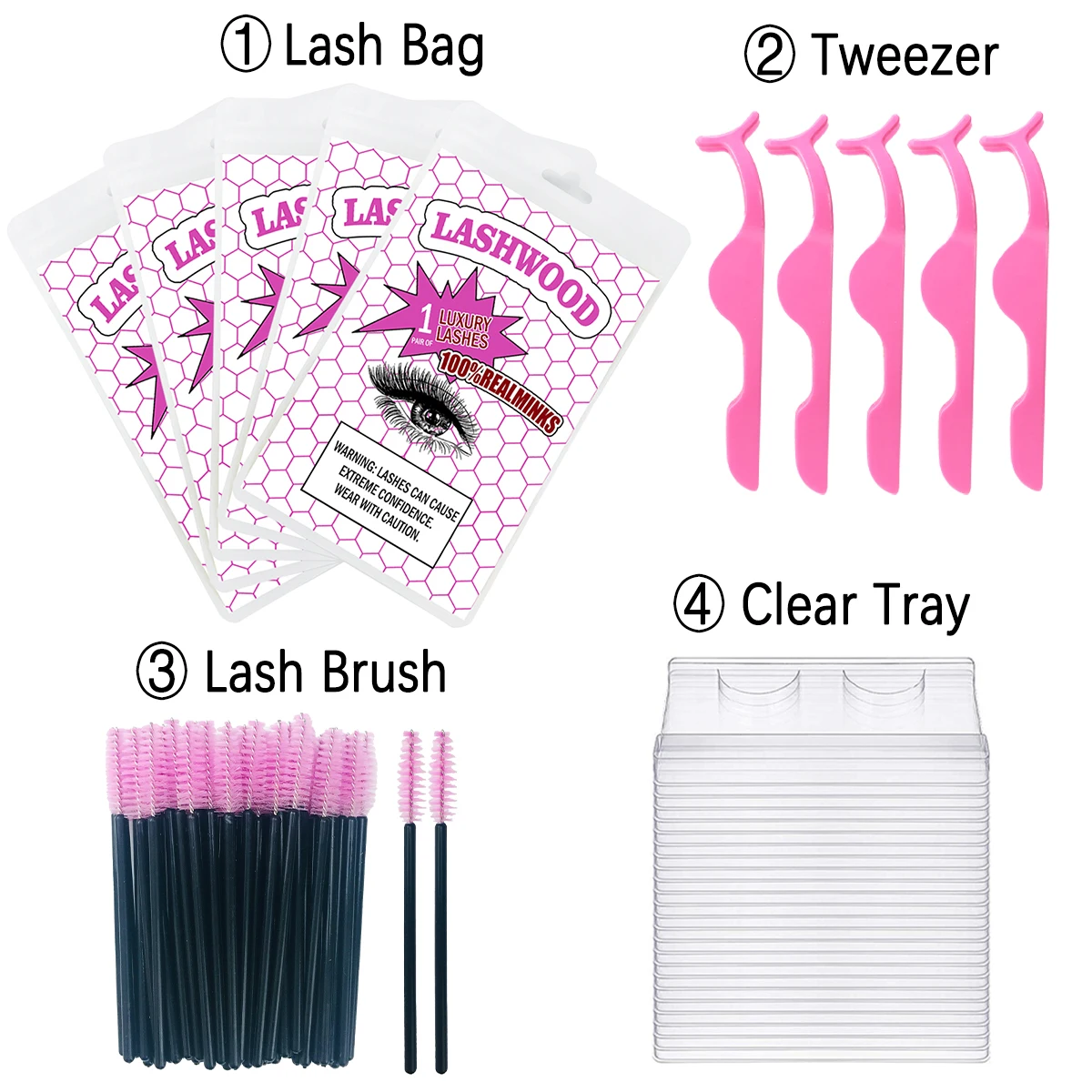 Lashwood Tasche Paket Sets Zip-Lock Lash Verpackung Resealable Wimpern Fall Beutel Kosmetik Box Für Reise Salon Individuelles Logo