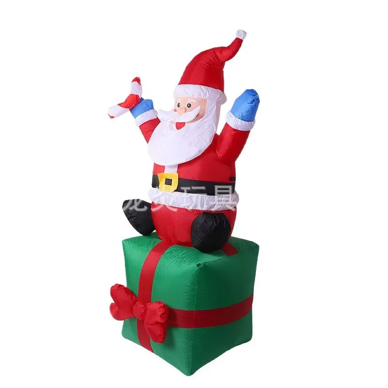1.8m Inflatable Santa Claus Sitting with Crutches LED Light Up Air Blow Up Figure Christmas Yard Lawn Garden Holiday