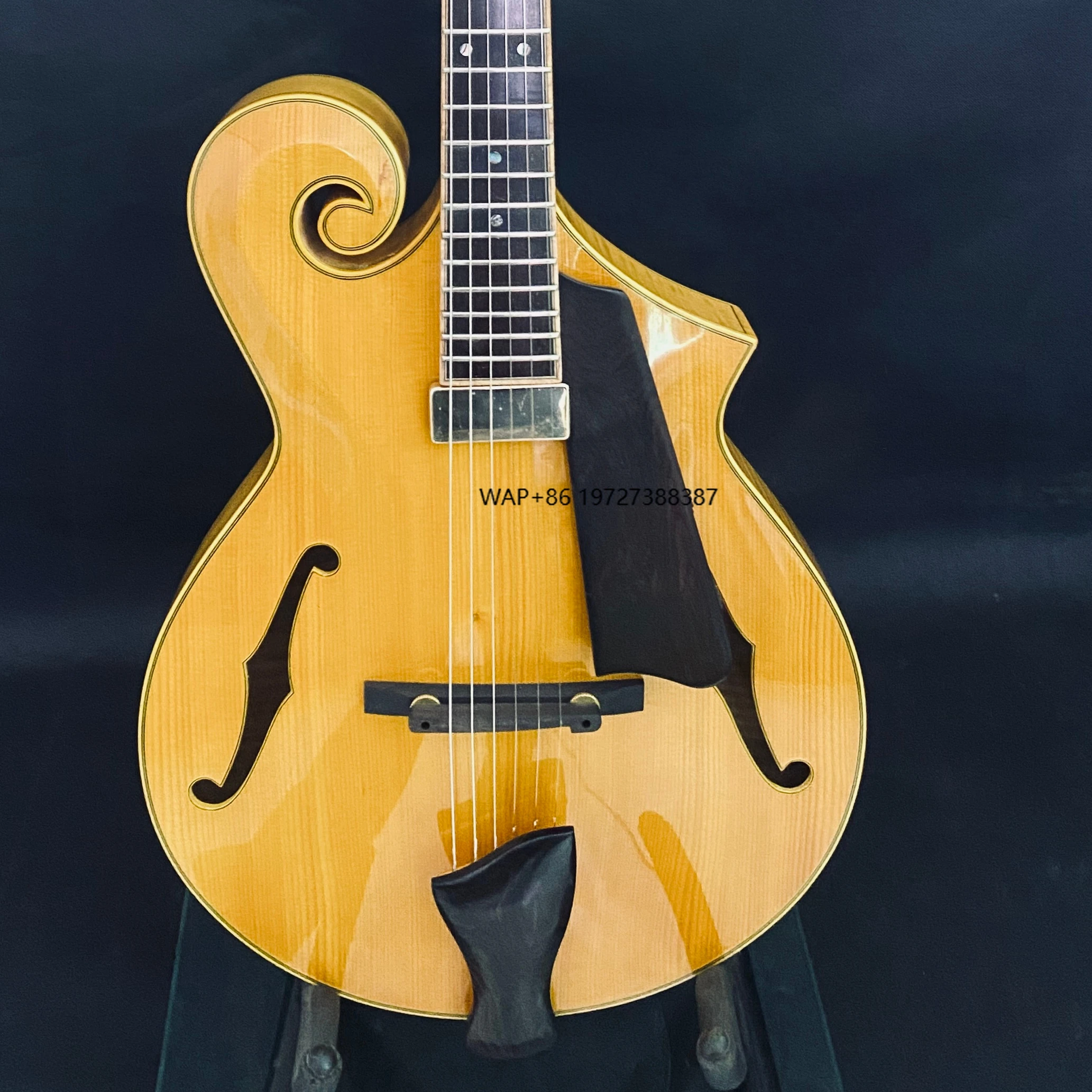 

Customizable 7-String Electric Archtop Jazz Guitar Handmade Mandolin with Maple Hollow Body and Ebony Fingerboard
