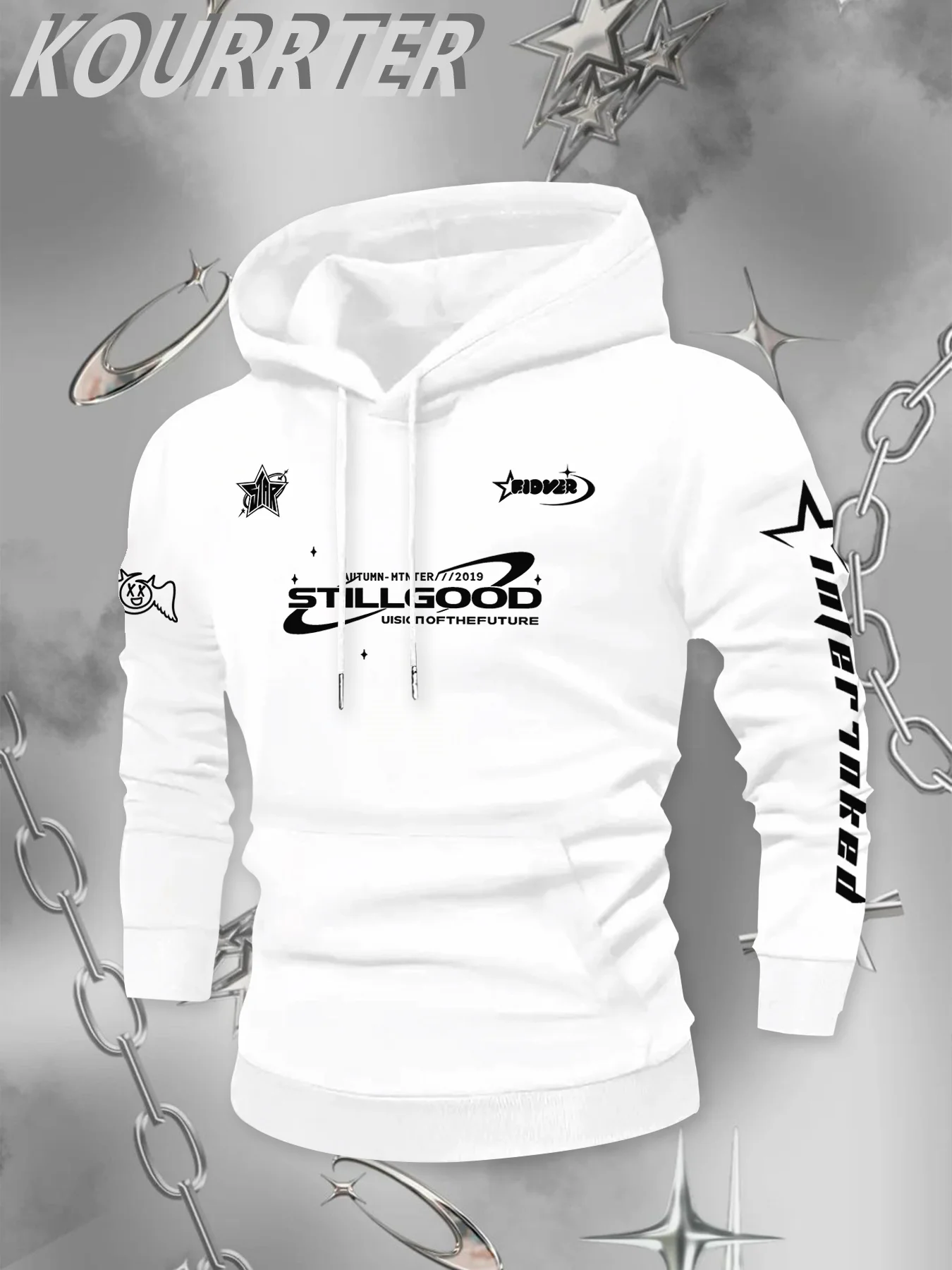 Y2K Herren-Sportjacke mit Kapuze und trendigen Mustern, warme Winter-Kapuzenjacke, modischer trendiger Hoodie – Detail 3