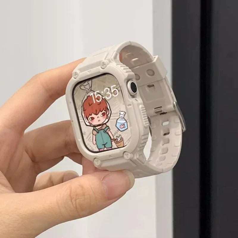 Gehäuseband für Apple Watch Ultra 49 mm 45 mm 44 mm 41 mm 40 mm Silikonband für Iwatch Serie 8 7 6 Se 5 4 Schutzhülle Armband