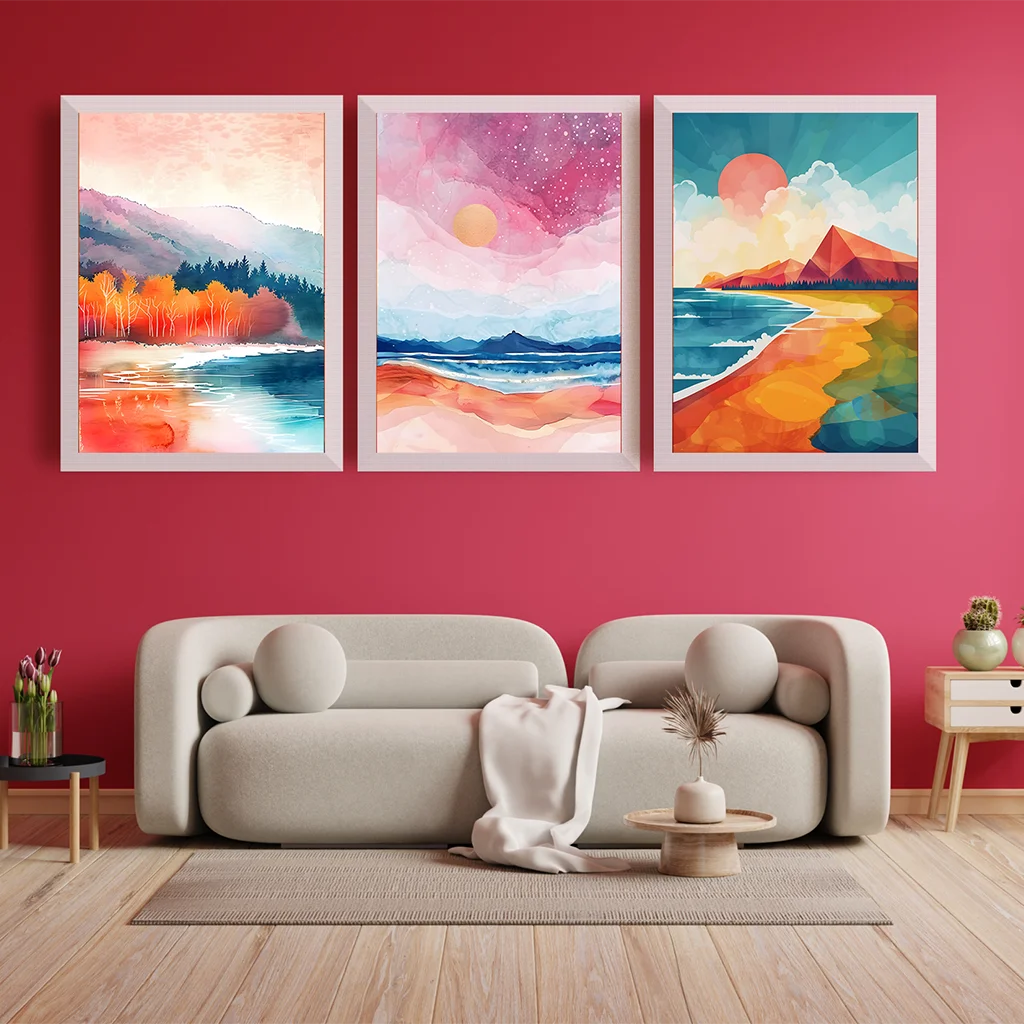 Watercolor Coastal Mountain Scenery Wall Art Canvas Prints Home Wall Decor Bedroom Living Room Office Modern Abstract Art