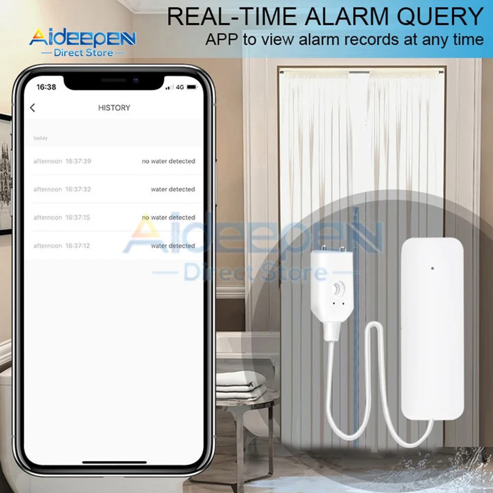 Tuya Home Alarm Water Leakage Alarm Independent WIFI/Zigbee Water Leak Sensor Detector Flood Alert Overflow Security System