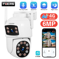 Fuers 4G LTE 6MP PTZ Camera Outdoor SIM Card Security Camera CCTV Surveillance Color Night Vision Motion Detect Auto Tracking