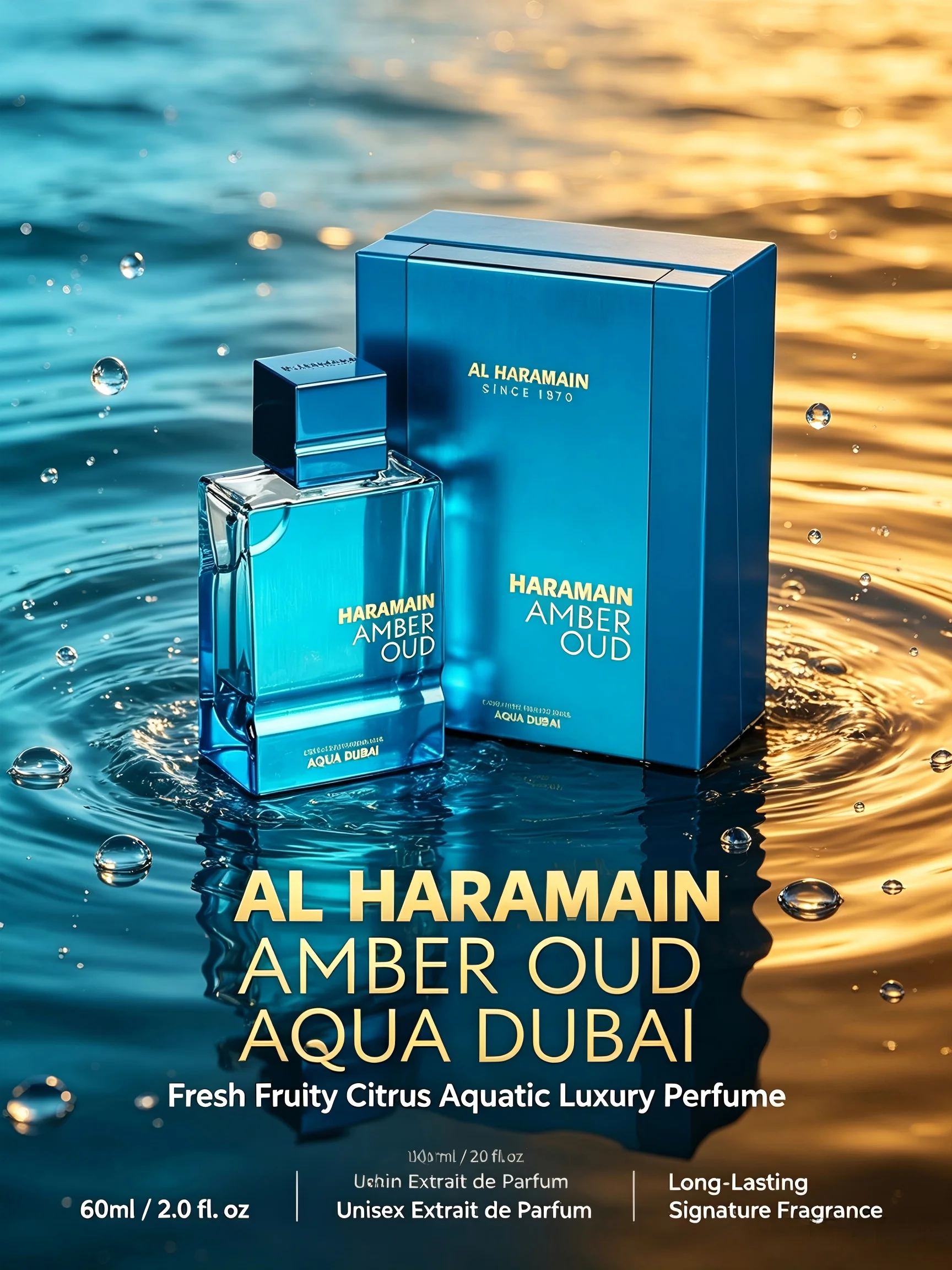 Perfume Aqua Fragrance - عطر أمبر عود أكوا دبي للجنسين