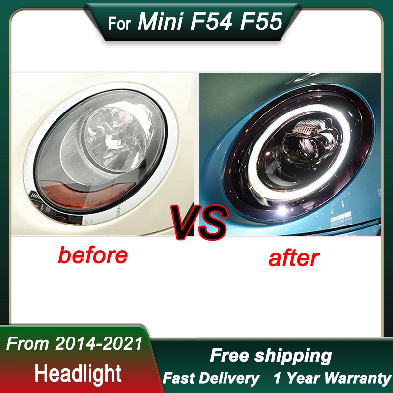 Faróis de carro para BMW MINI, Full LED DRL, farol de sinal dinâmico, Bi Xenon Beam, montagem do farol, F54, F55, F56, F57, 14-21