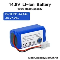 Original 14.8V 3500mAh Lithium Battery For ILIFE A4 A4s V7 A6 V7s Plus Robot Vacuum Cleaner ILife 4S1P real Capacity  18650.00