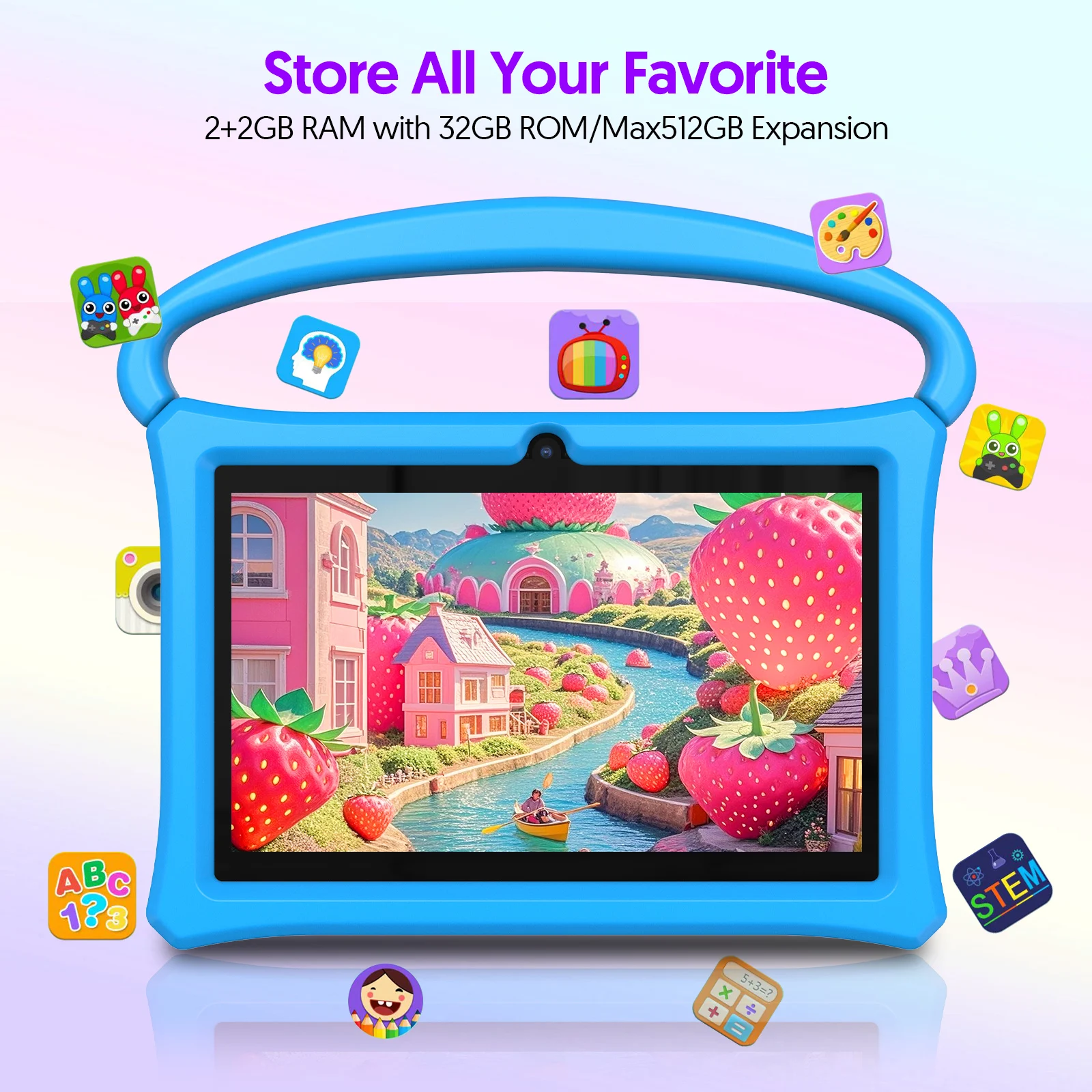 Android 13 tablet, 7-inch children's tablet, quad-core processor, 4GB (2G+2G-memory expansion) RAM+32GB ROM, with parental contr