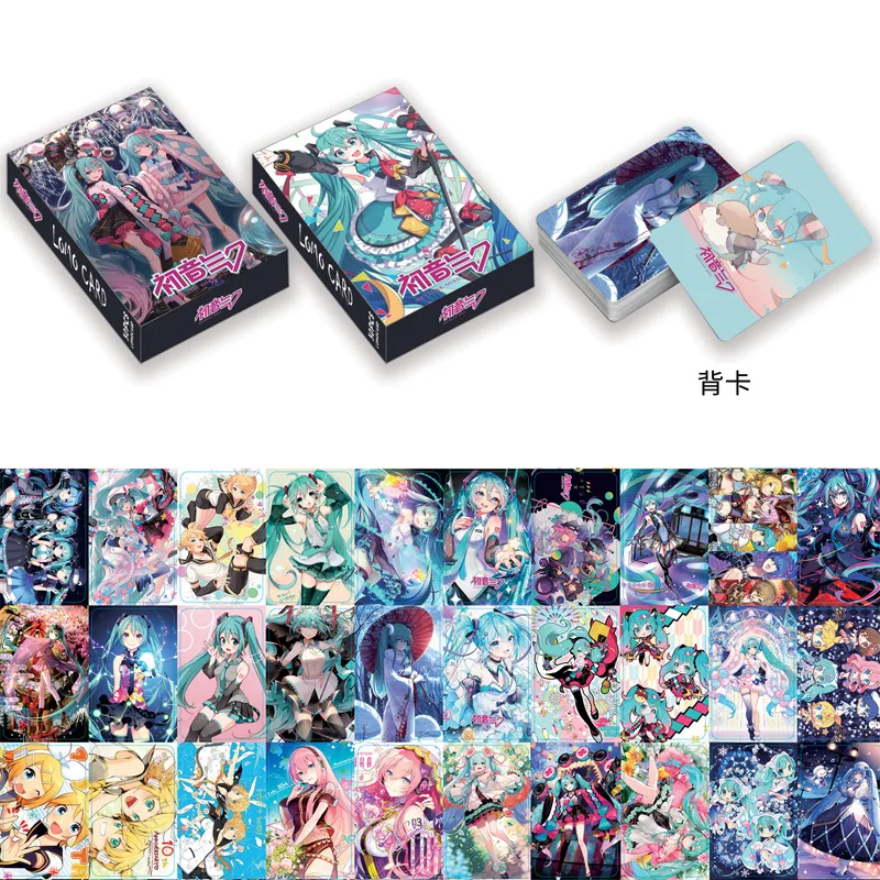 Boxed 30pcs/set Anime Hatsune Miku Kawaii Figure HD Small Card Double Sides Lomo Card Bookmark Greeting Card Model Toys Gifts