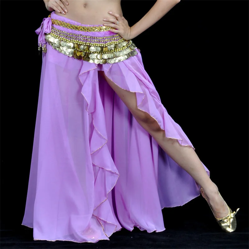 2023 Sexy Women Belly Dance Spilt Skirt Lady Open Knit Spanish Bellydance Lesson Wear Dress Stage Costume Swing Rave Outfits