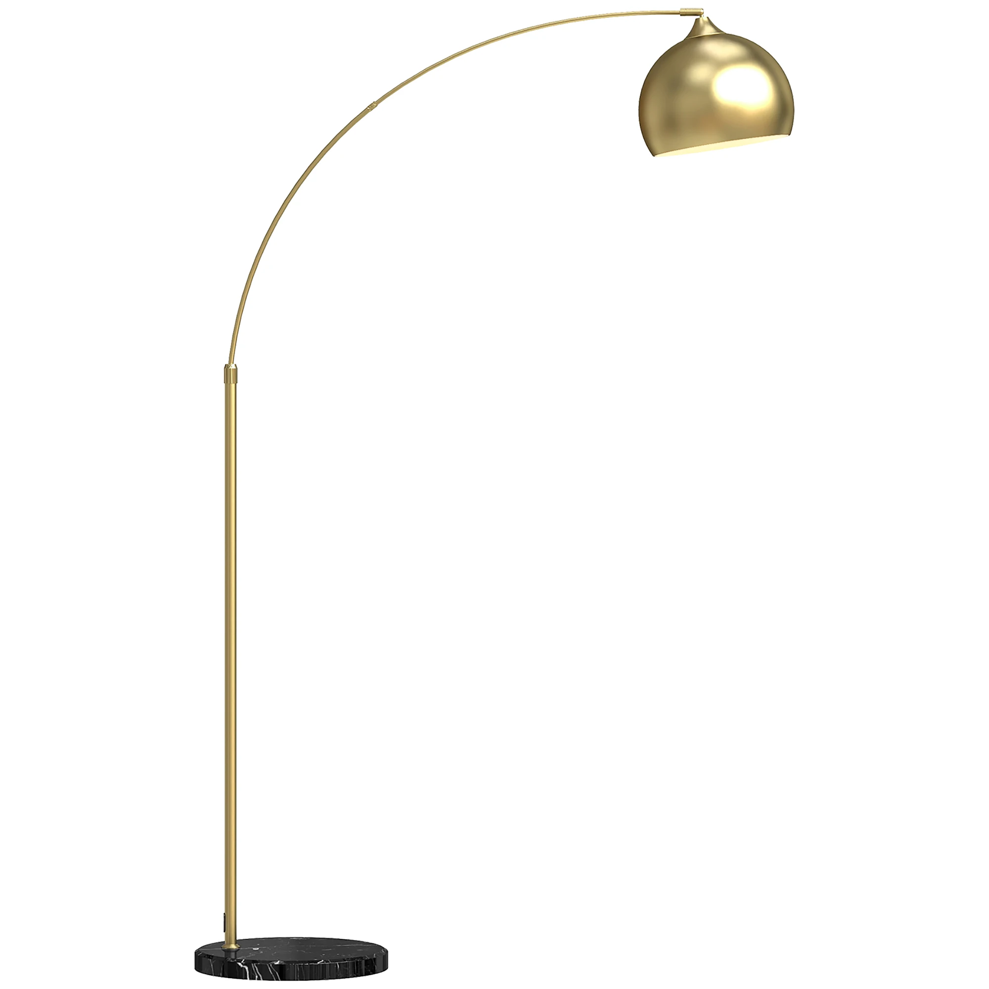 Homcom Lampadaire Arc moderne, Lampe de lecture au sol 40 W pour ampoule E27 avec hauteur et longueur réglables, interrupteur au pied, pour salon, chambre à coucher, bureau, 110-115 x 35 x 170 cm,