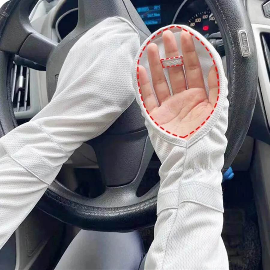Sunscreen Sleeves Loose UV Protection Driving Cycling Ice Sleeves Wholesale with Gloves Women's Hand Sleeves Sunshade