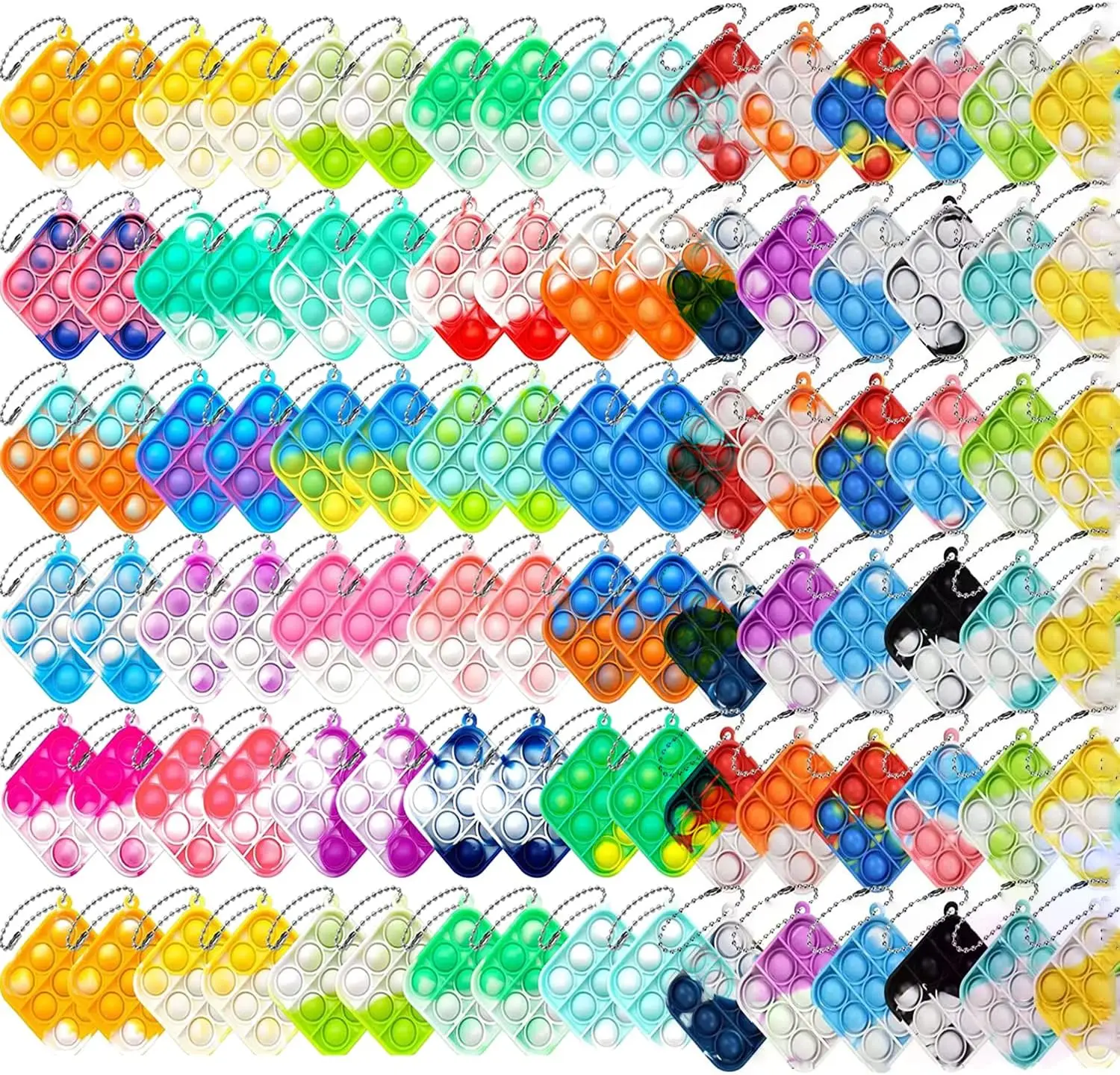 300Pcs Mini Pop Keychain Fidget Toy Push Bubble, Silicone Squeeze Sensory Toys Kids, Anxiety Stress Reliever for Adults