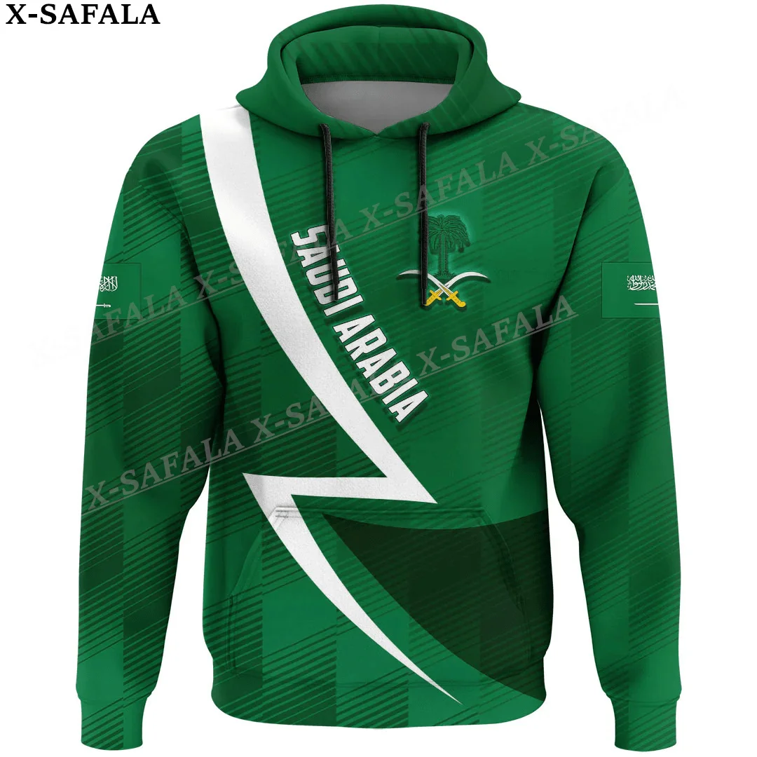 Saudi Arabia Coat Of Arms Flag 3D Print Zipper Hoodie For Men Pullover Sweatshirt Hooded Jersey Tracksuit Outwear Coat Casual-3