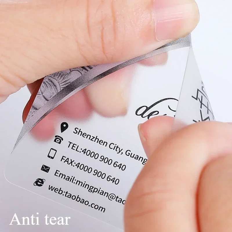 200PCS Transparent PVC Business Card Colorful Printing Personalized LOGO Text Thank You Card Free DESIGN 0.38mm