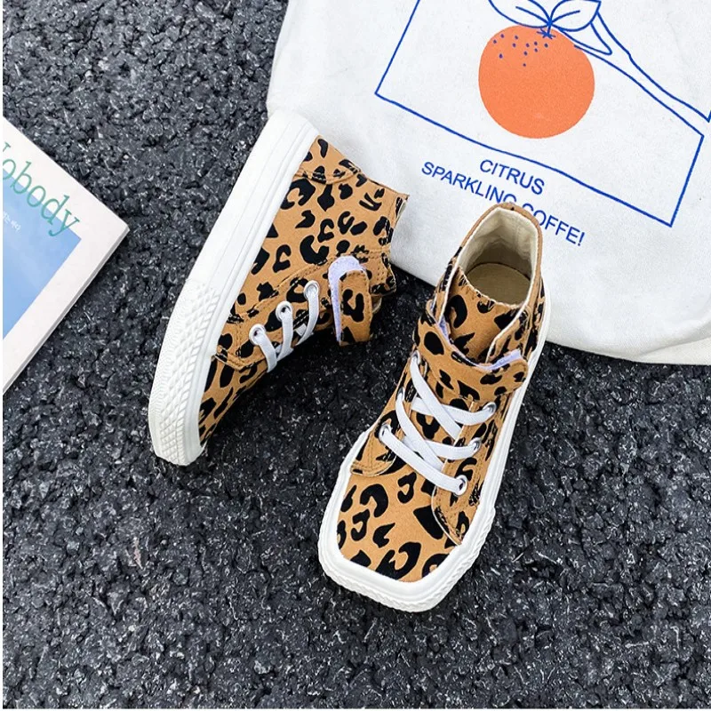 Chicest Patchwork Canvas Shoes for Kids Cute Colorful Street style Children Boy Autumn High Top Shoe Girl Boots Flat-sole 25-37