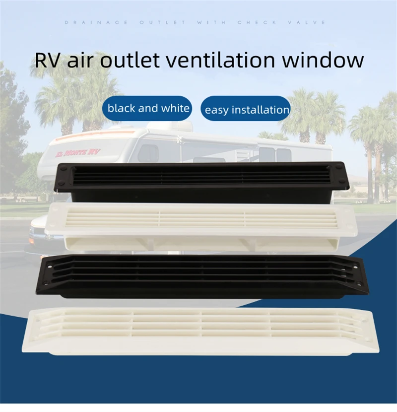 RV Side Exhaust Fan RV Ventilation Windows Ventilating Fan Cooling Vent Vent Ventilation Louver Grille Mesh Outlet Black White