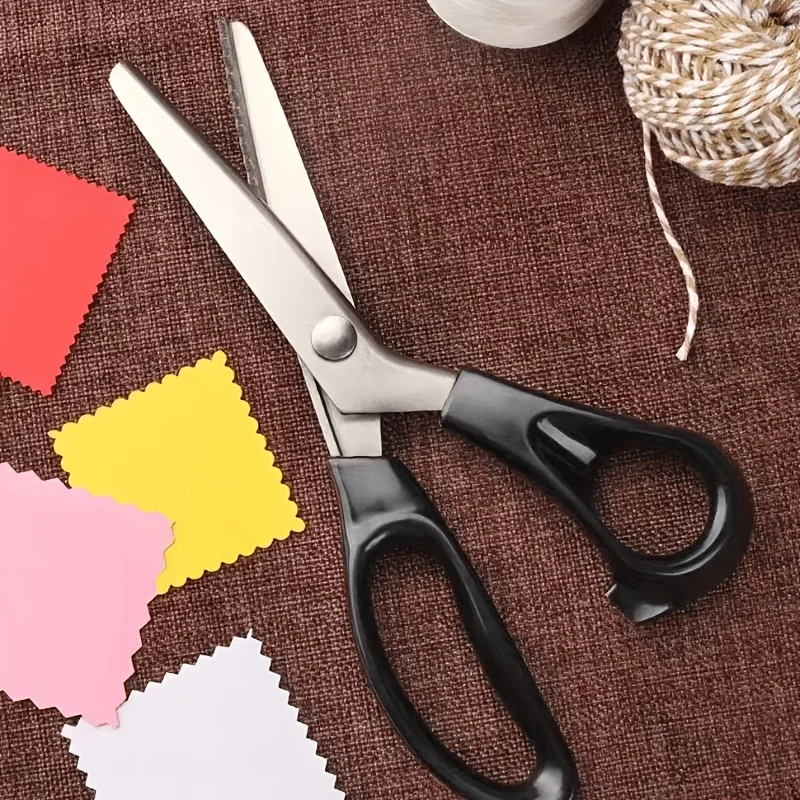 Carbon Steel Pinking Shears, 5mm Triangular Zigzag Scissors, Decorative Edge Cutter for Sewing Fabric, Leather, Craft Paper