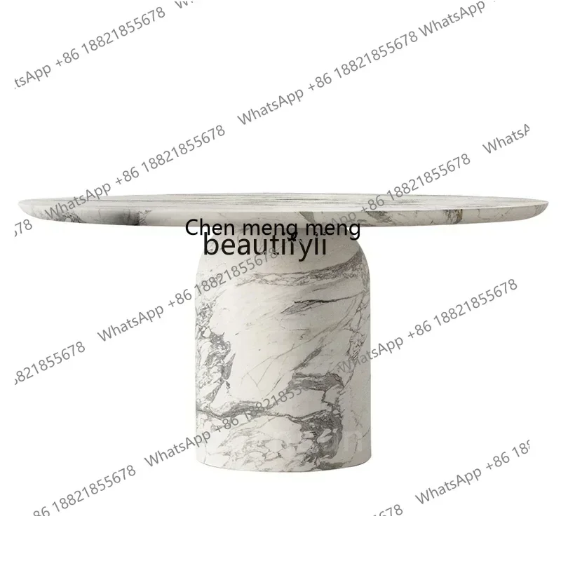 cn8350 LHY A  Nordic natural marble dining table round small apartment household living room large white, high-end round tableSS