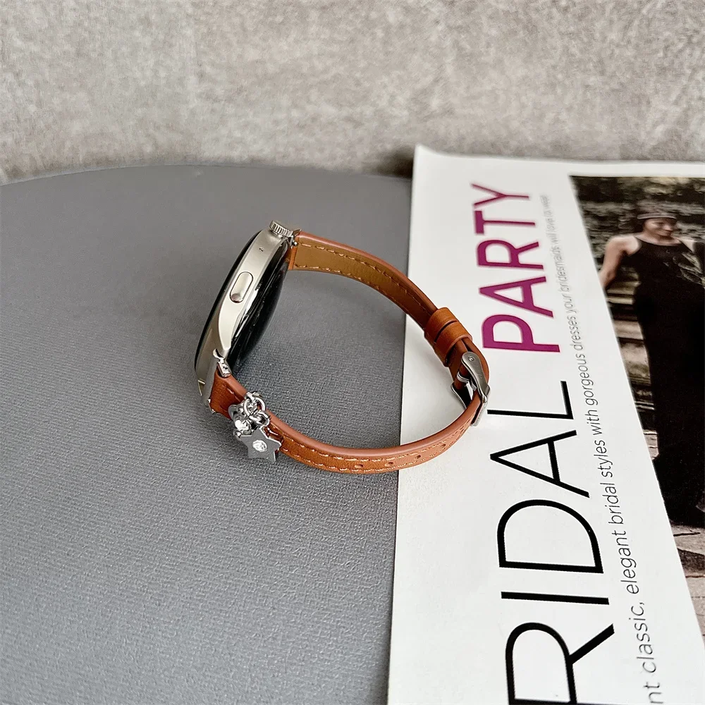 Slim Leather Band for Samsung Galaxy Watch6 Classic3 4 5Pro  Active Strap for Amazfit Bip Huawei GT2/3 40/41/42/43/44/45/46/47mm