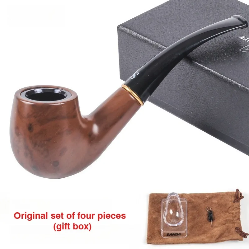 

Retro Bakelite Tobacco Pipe - Handcrafted Resin Ebony Wood, Bent Filter Design, Ideal Gift for Men （Father's Day, Birthday）