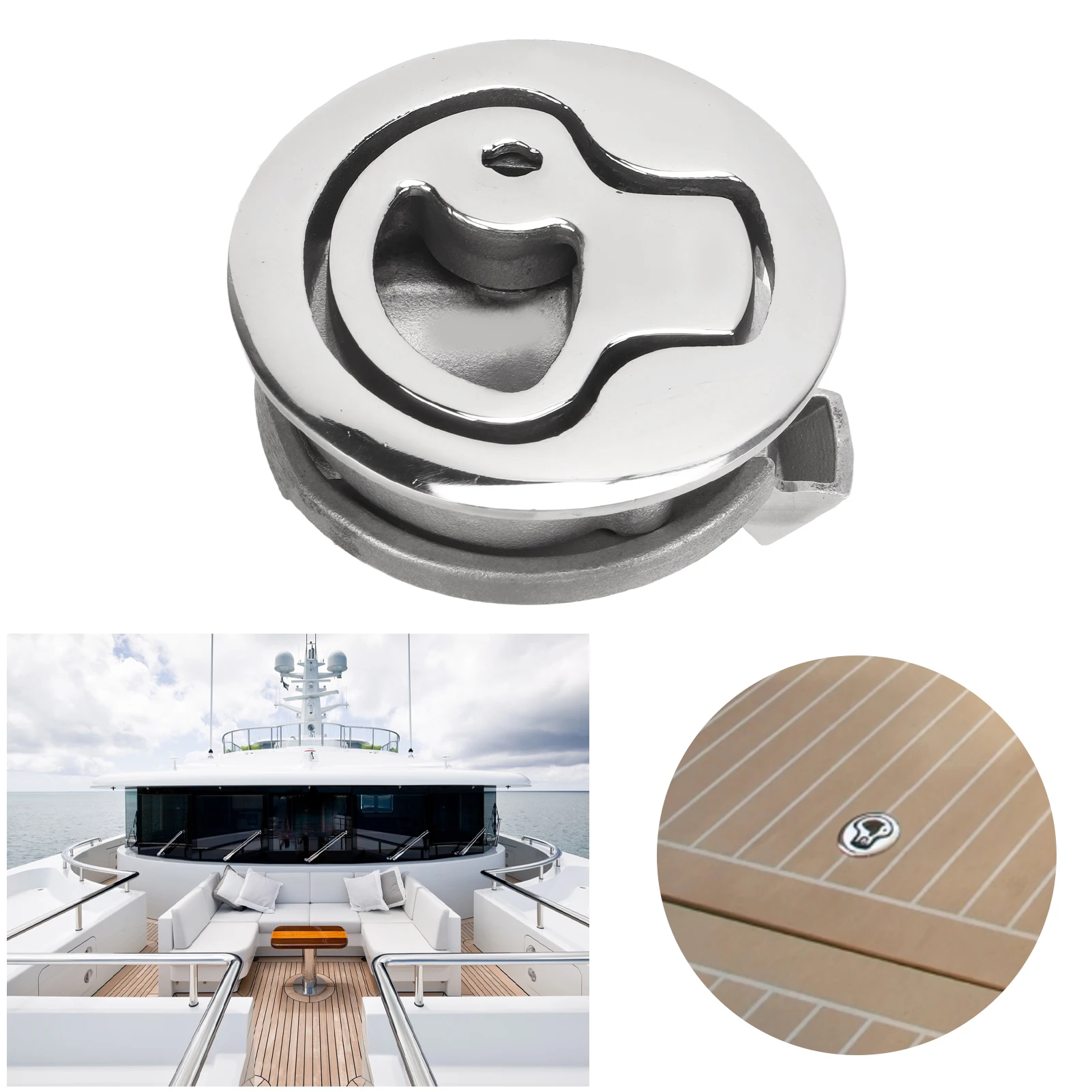Serrure de trappe de porte de bateau de 2 pouces, verrouillage rond en acier inoxydable 316, traction affleurante pour camping-car, maison Marine