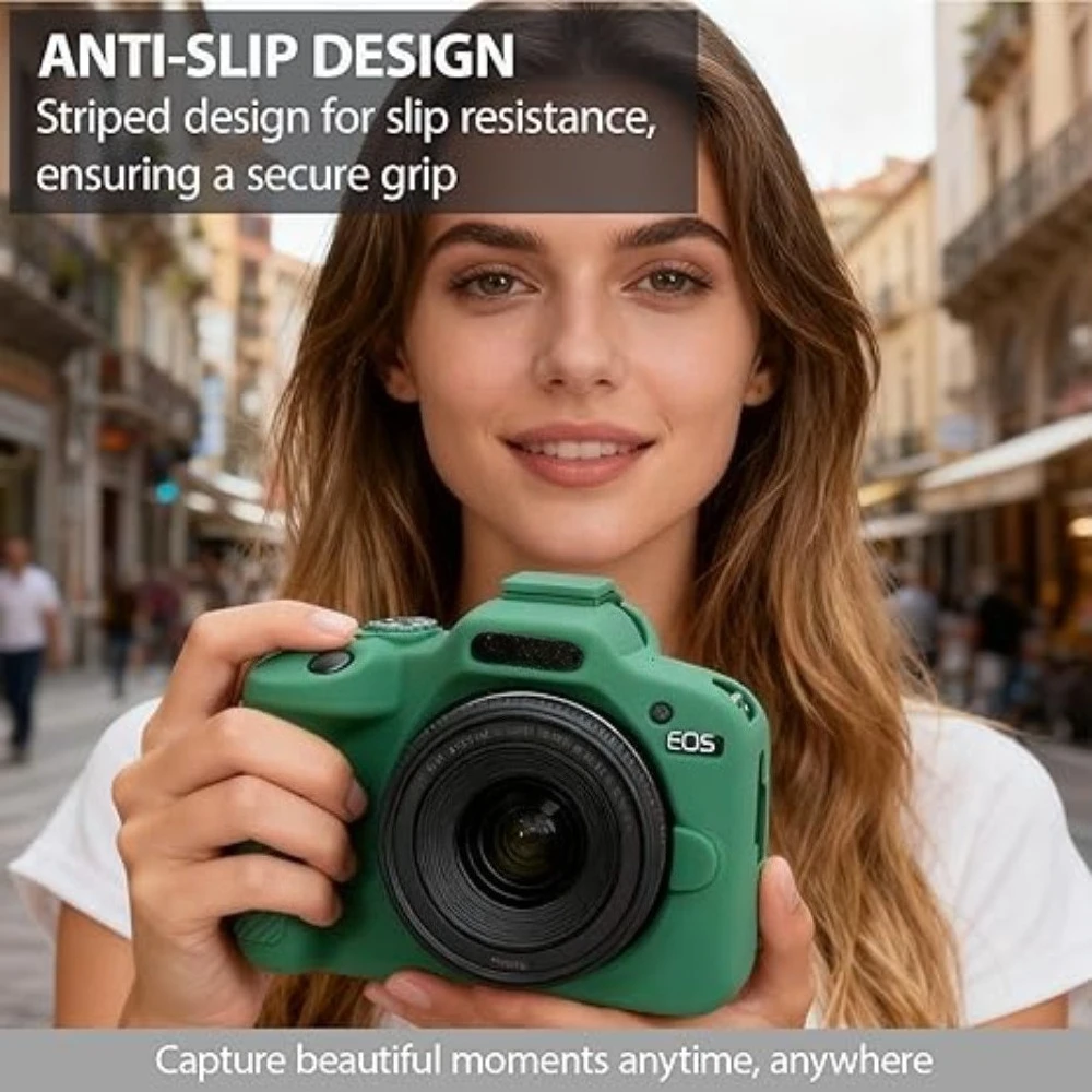 

For Canon EOS R100 High Quality Accessories Silicone Case Camera Bag Body Cover ，Silicone Armor Skin Case + Free Tempered Film