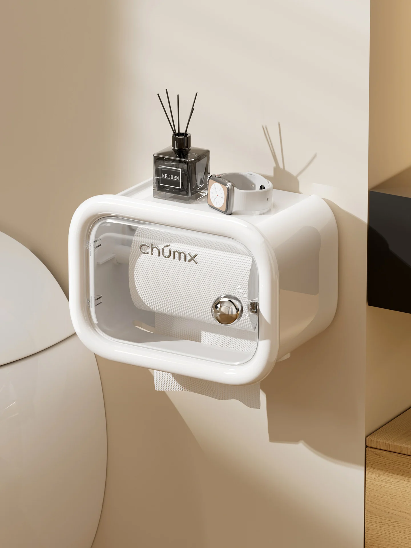 バスルームトイレットペーパーホルダー壁掛けロールタオルボックストイレットティッシュ収納ラック穴あけ不要バスルームオーガナイザー