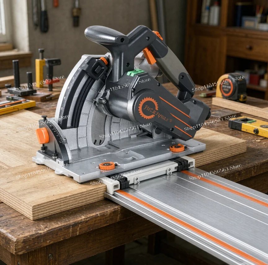 2000W 60mm Plunge Cut Track Saw with Guide Rail 80cm/120cm, High Precision Circular Saw for Wood/Plastic/Panel, Portable Tool